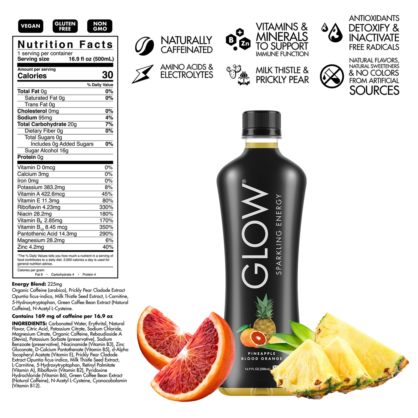 Pineapple Blood Orange Sparkling Energy, 12-Pack