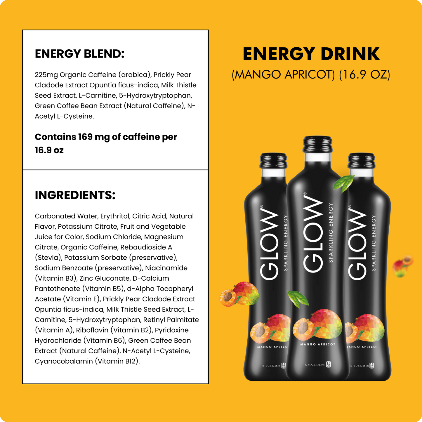 Mango Apricot Sparkling Energy, 12-Pack